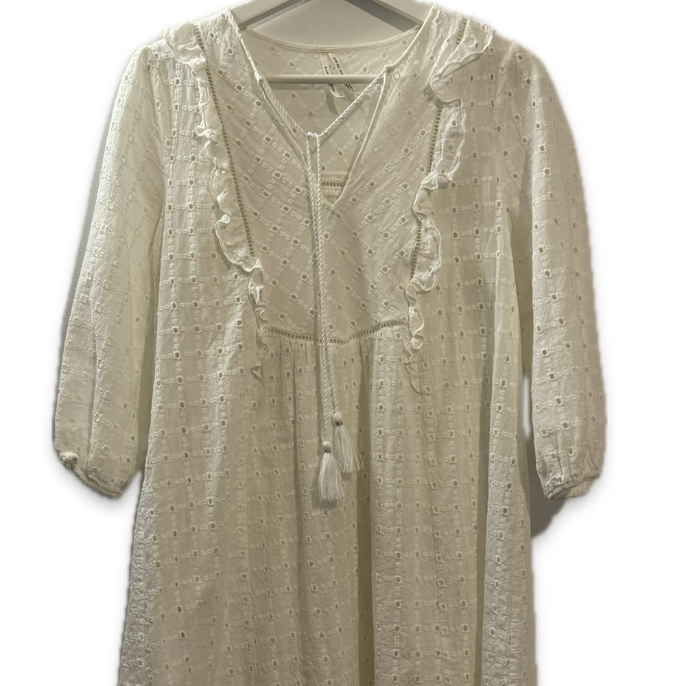 Anthropologie White Eyelet Dress Size 6
